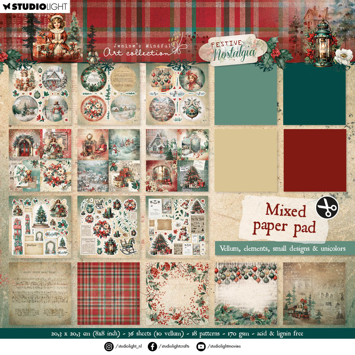 JMA Mixed Paper Pad Vellum, Unicolor & Elements Festive Nostalgia 36 SH-1