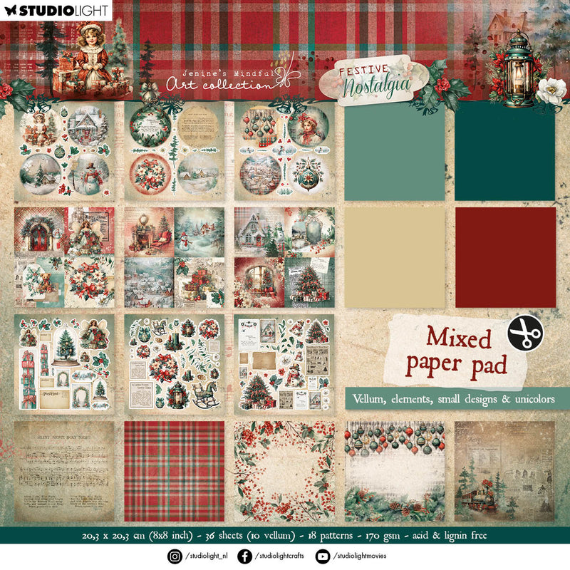JMA Mixed Paper Pad Vellum, Unicolor & Elements Festive Nostalgia 36 SH-1