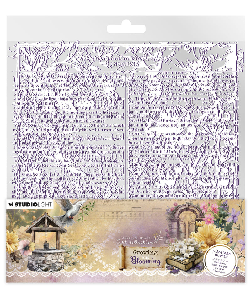 JMA Acetate Sheets White & Dark Purple Growing & Blooming 6 Sheets-1