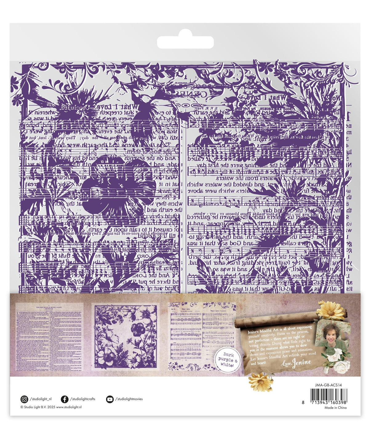 JMA Acetate Sheets White & Dark Purple Growing & Blooming 6 Sheets-2