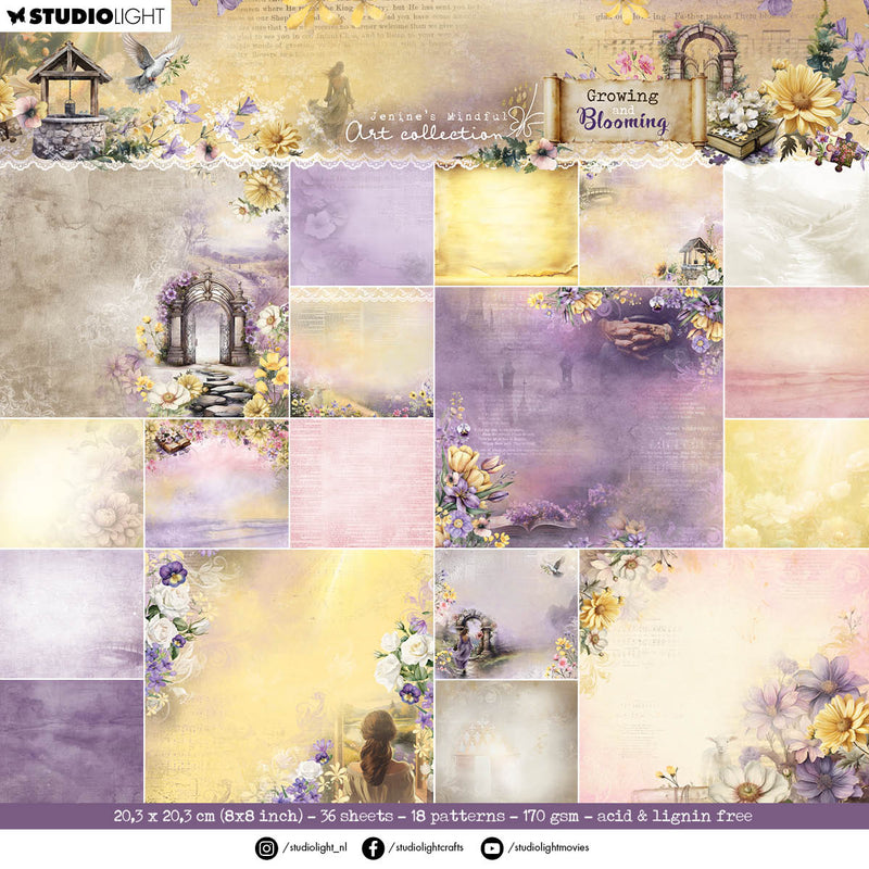 JMA Designer Paper Pad Background Paper Growing & Blooming 36 Sheets-1