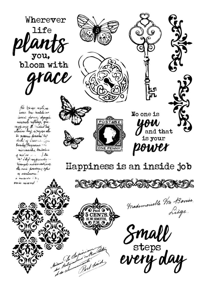 JMA Rub On Sticker Quotes & Vintage Elements Inner Peace 148x210x2mm 6 SH nr.03-2