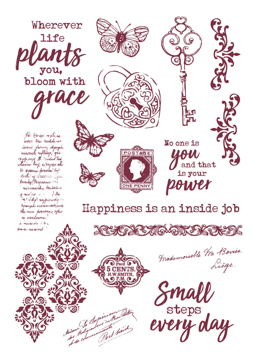 JMA Rub On Sticker Quotes & Vintage Elements Inner Peace 148x210x2mm 6 SH nr.03-5