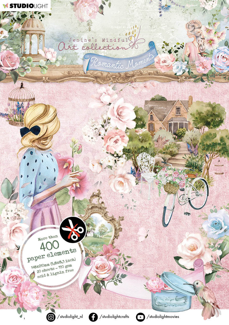 JMA Die Cut Block Paper Elements Romantic Moments 148x210x5mm 20 SH nr.52-1