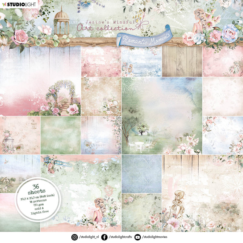 JMA Paper Pad Background Patterns Romantic Moments 203x203x9mm 36 SH nr.96-1