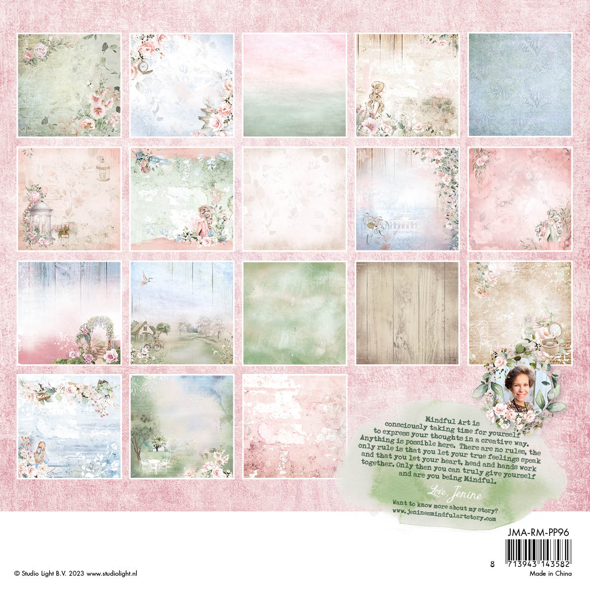 JMA Paper Pad Background Patterns Romantic Moments 203x203x9mm 36 SH nr.96-3