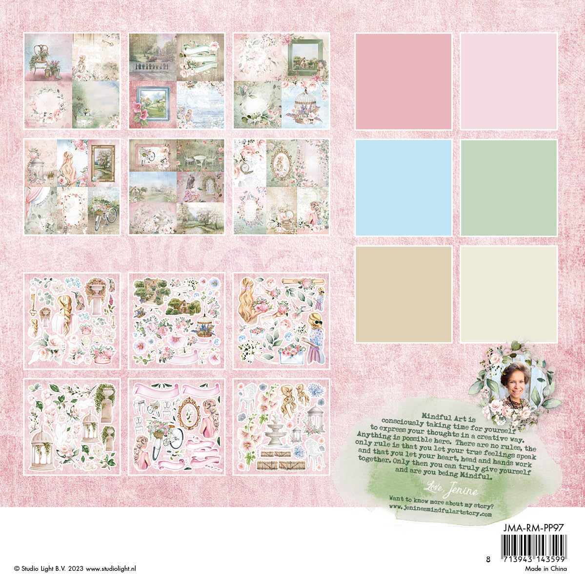 JMA Paper Pad Small Designs & Elements Romantic Moments 203x203x9mm 36 SH nr.97-3