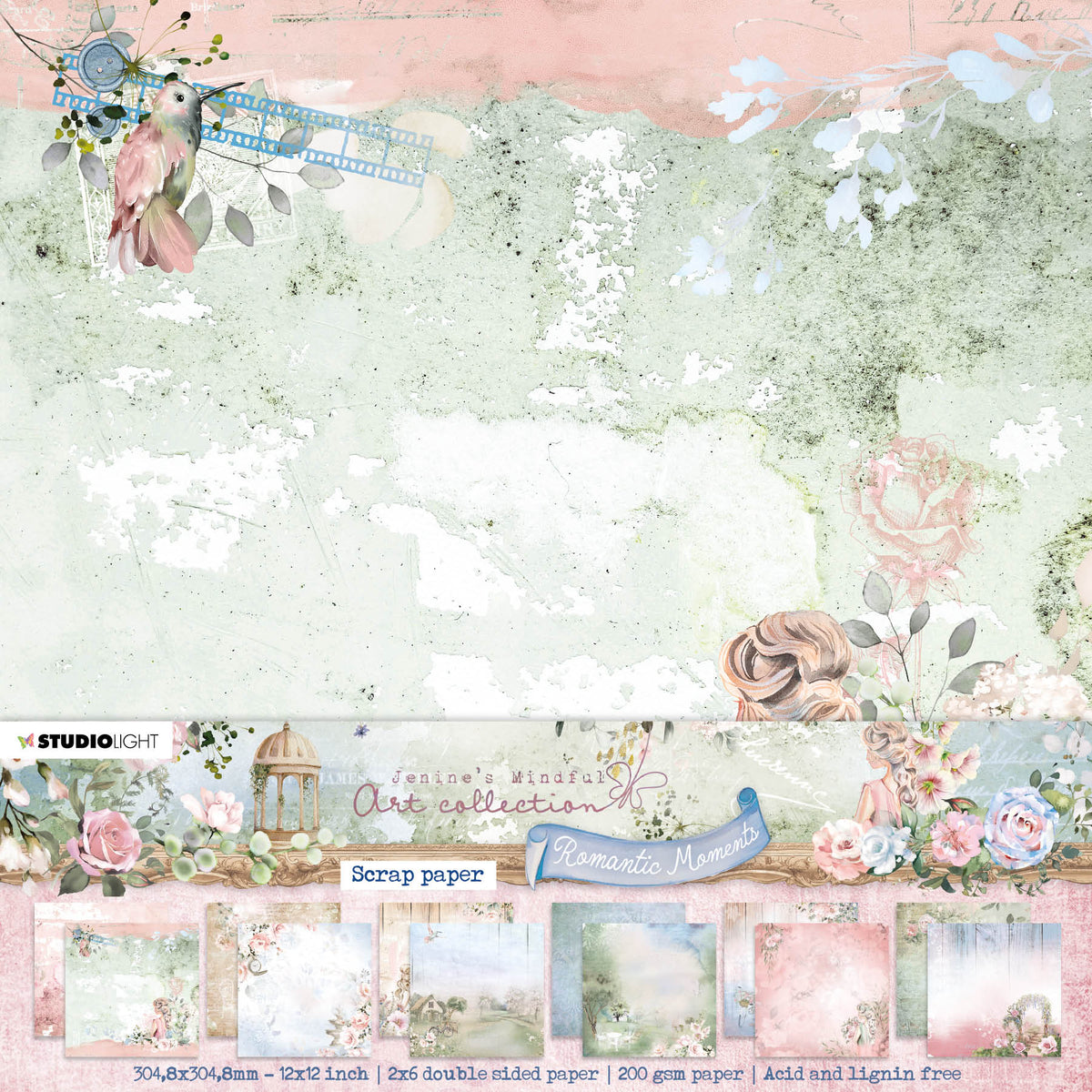 JMA Paper Set Background Patterns Romantic Moments 304.8x304.8x3mm 12 SH nr.32-1