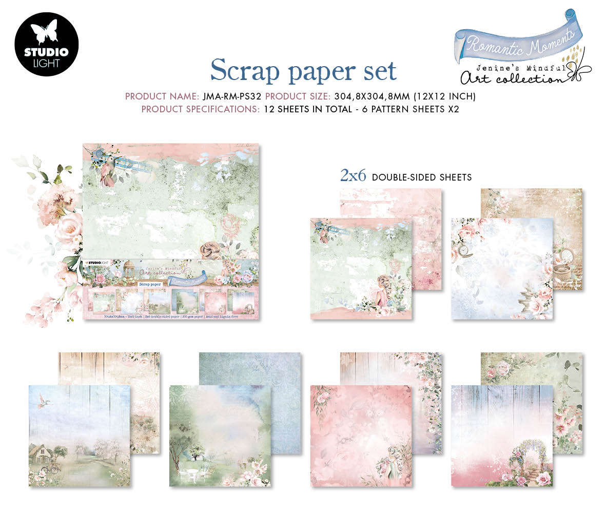 JMA Paper Set Background Patterns Romantic Moments 304.8x304.8x3mm 12 SH nr.32-2