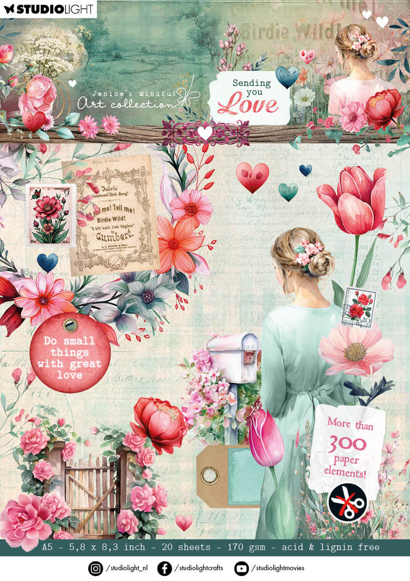 JMA Die-Cut Paper Pad Paper Elements Sending You Love 20 SH-1