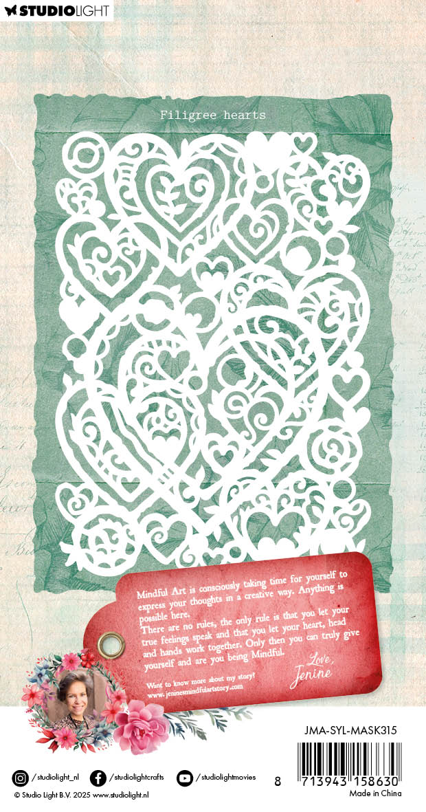 JMA Mask Filigree Hearts Sending You Love 1 PC-2