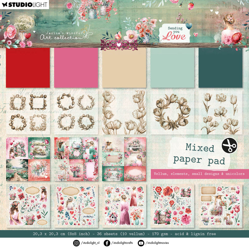 JMA Mixed Paper Pad Vellum, Unicolor & Elements Sending You Love 36 SH-1