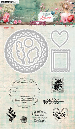 JMA Stamp And Cutting Dies Heart ATC Sending You Love 15 PC-1