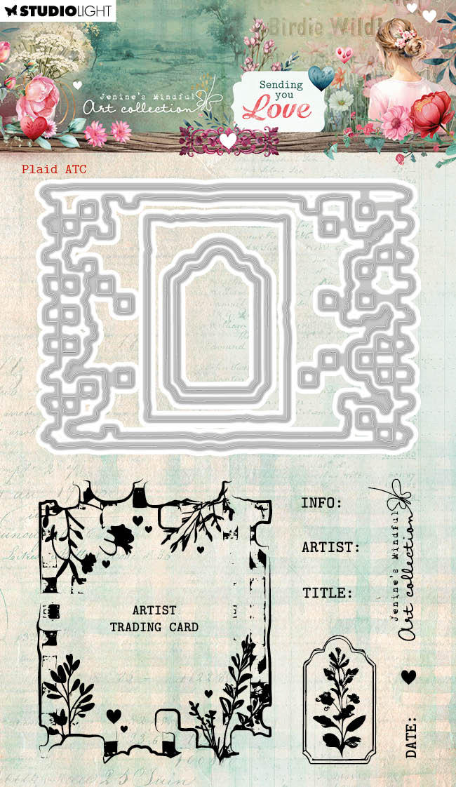 JMA Stamp And Cutting Dies Plaid ATC Sending You Love 14 PC-1