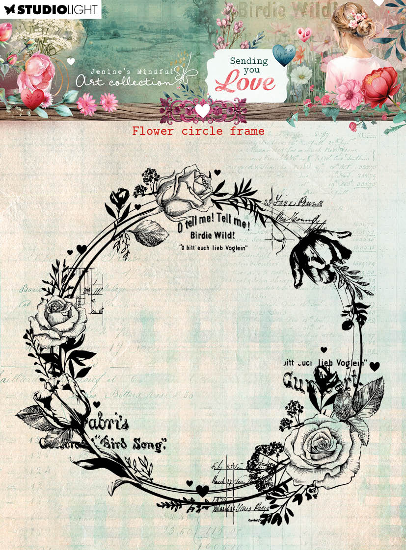 JMA Clear Stamps Flower Circle Frame Sending You Love 1 PC-1