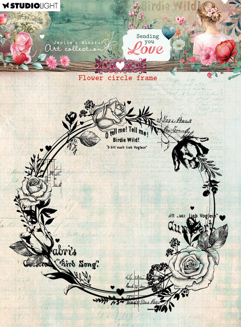 JMA Clear Stamps Flower Circle Frame Sending You Love 1 PC-1
