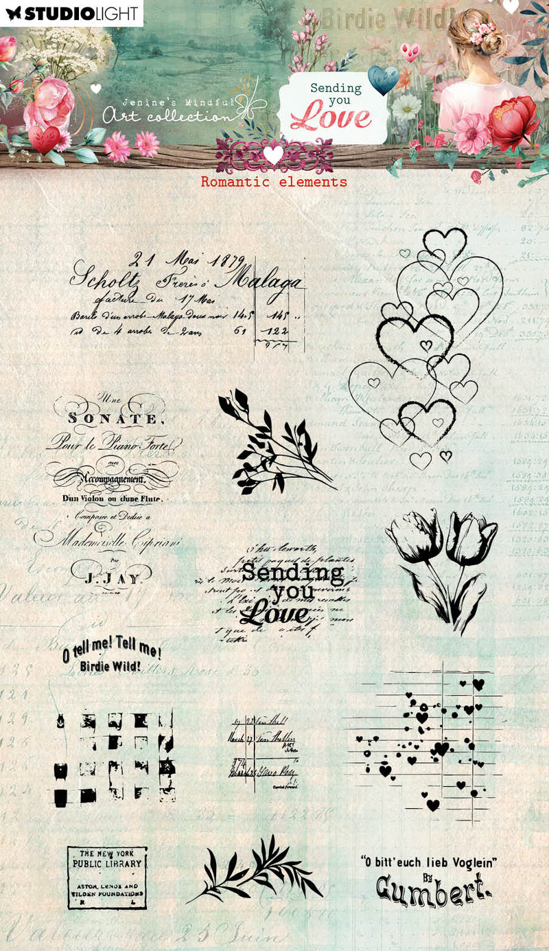 JMA Clear Stamps Romantic Elements Sending You Love 13 PC-1