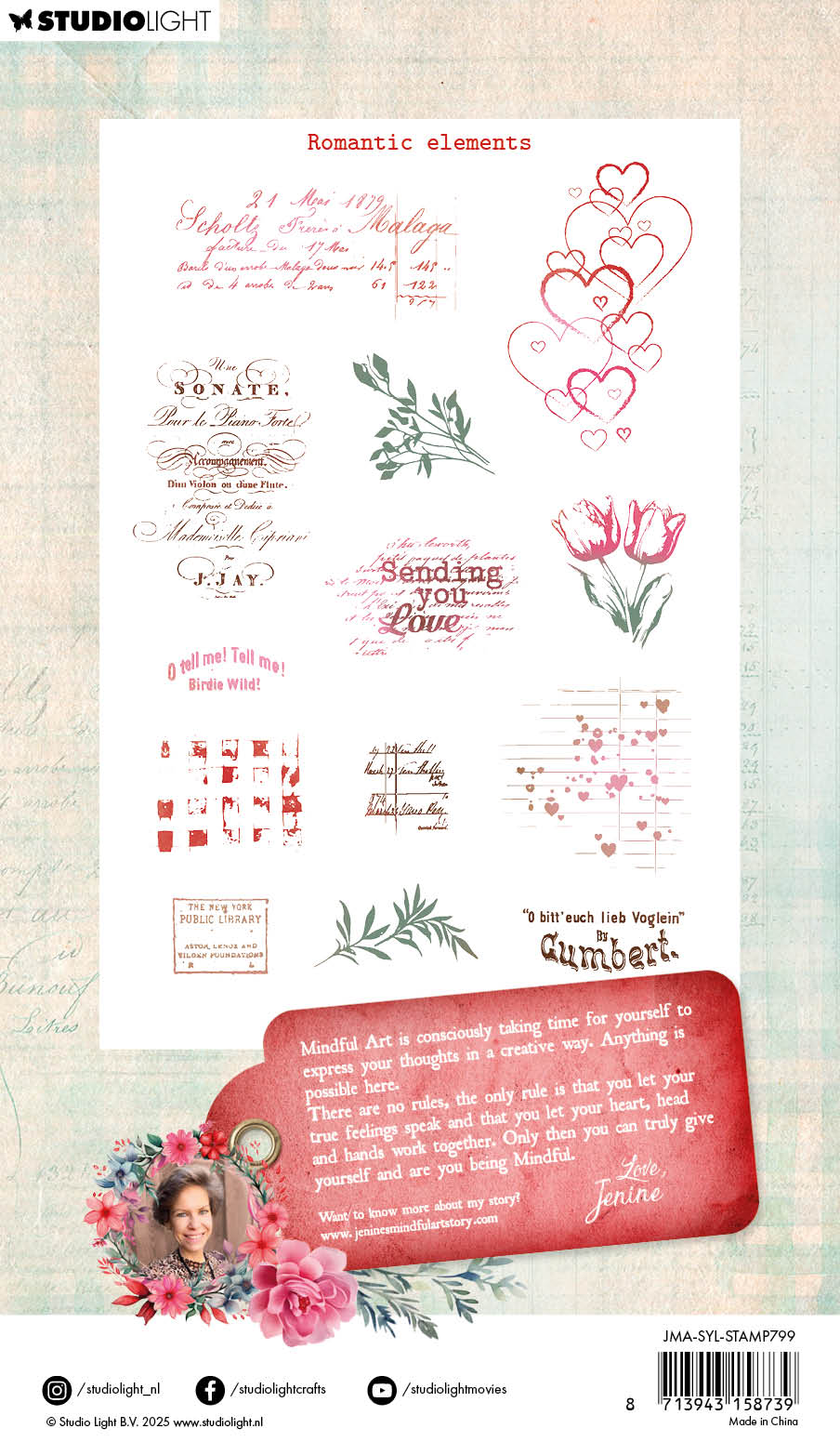 JMA Clear Stamps Romantic Elements Sending You Love 13 PC-2