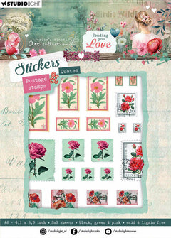 JMA Sticker Sheets Postage Stamps & Quotes Sending You Love 9 SH-1