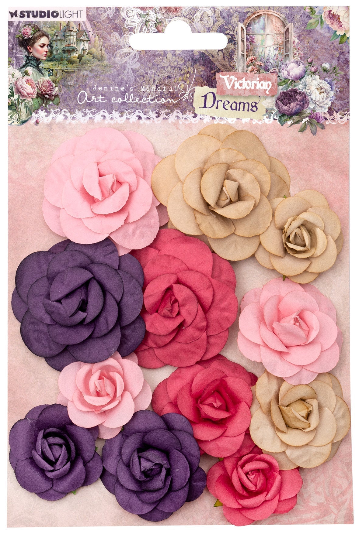 Flores de papel JMA 3, 4 y 5 cm Victorian Dreams 12 piezas-1