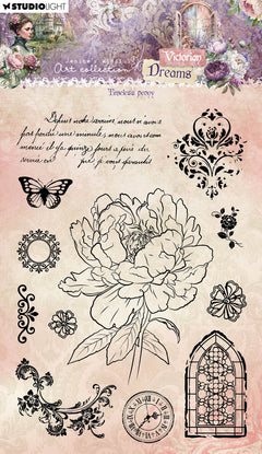 JMA Tampon Transparent Pivoine Intemporelle Rêves Victoriens 12 pièces-1