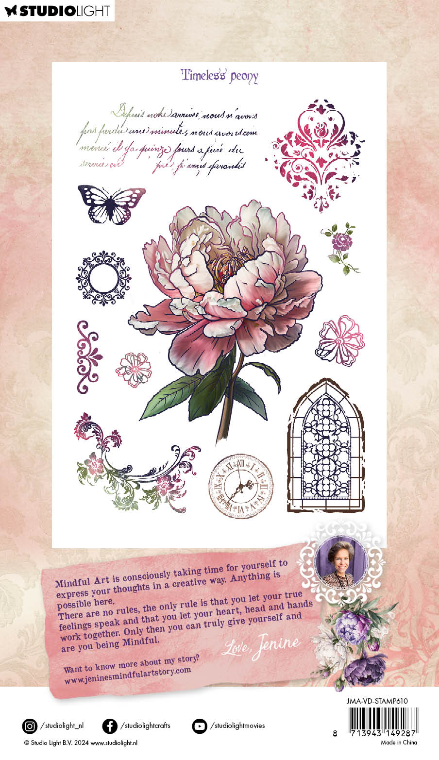 JMA Tampon Transparent Pivoine Intemporelle Rêves Victoriens 12 pièces-3