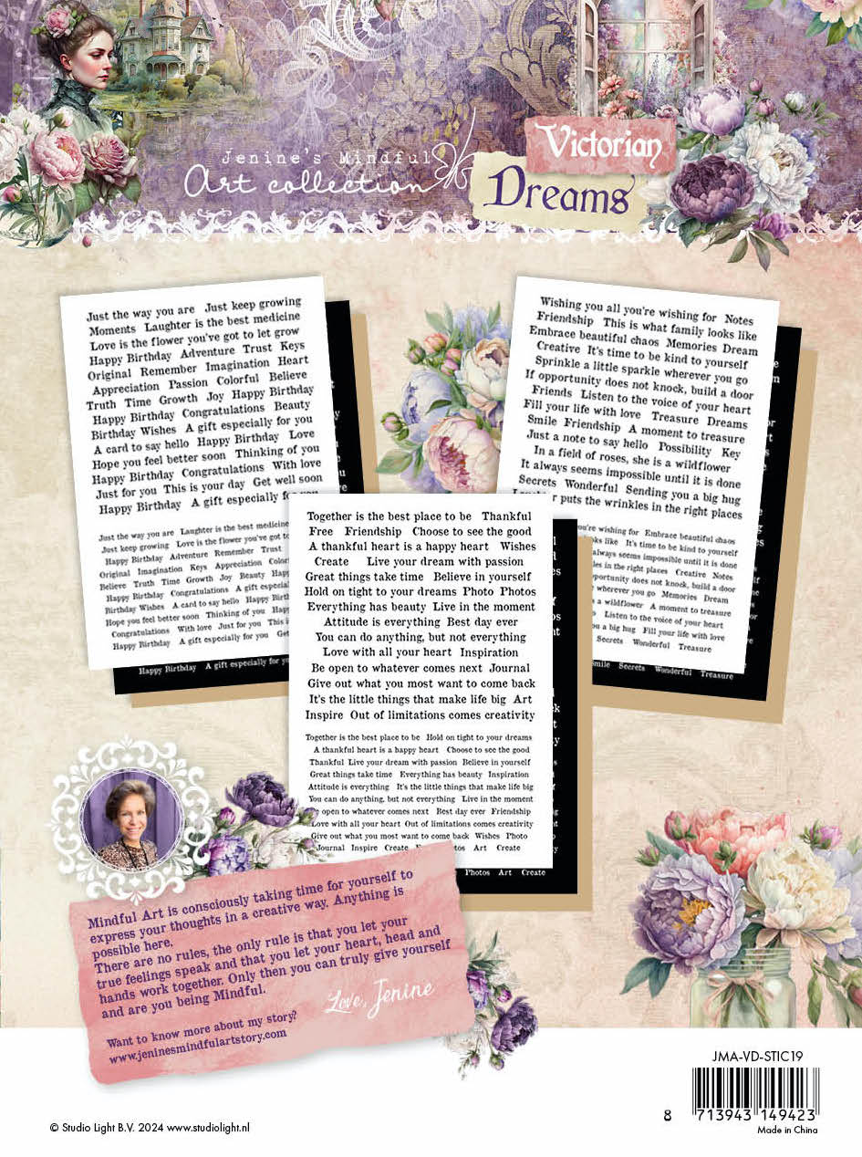 Hojas de pegatinas JMA negras, kraft, blancas - Sueños victorianos ingleses 9 SH-2