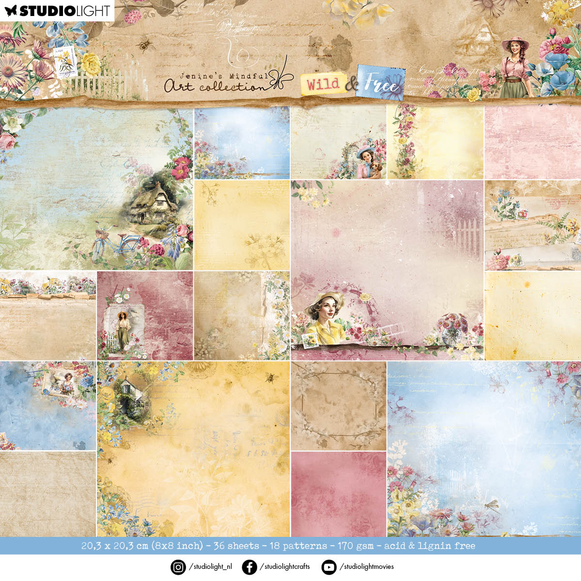 JMA Design Paper Pad Background Designs Wild & Free 36 SH-1
