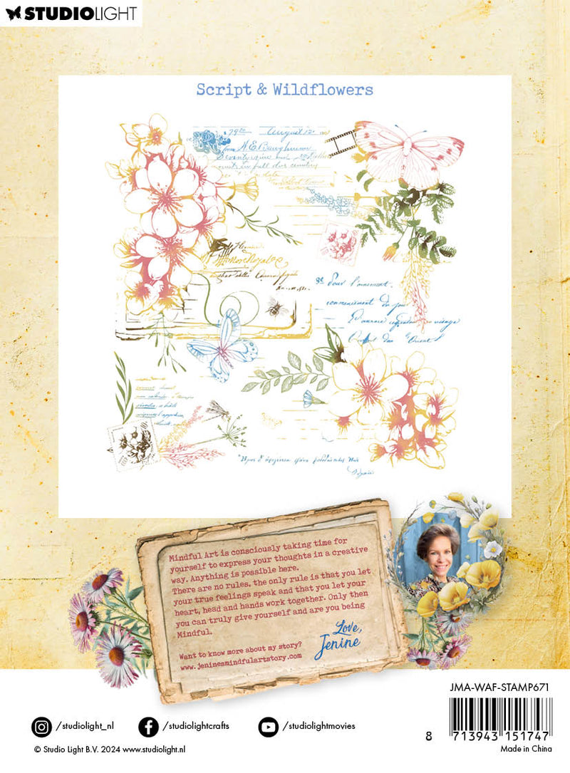 JMA Clear Stamp Script & Wildflowers Wild & Free 1 PC-3