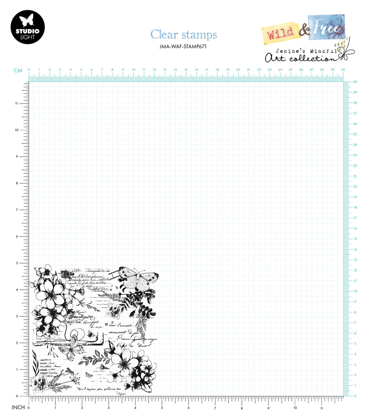 JMA Clear Stamp Script & Wildflowers Wild & Free 1 PC-2