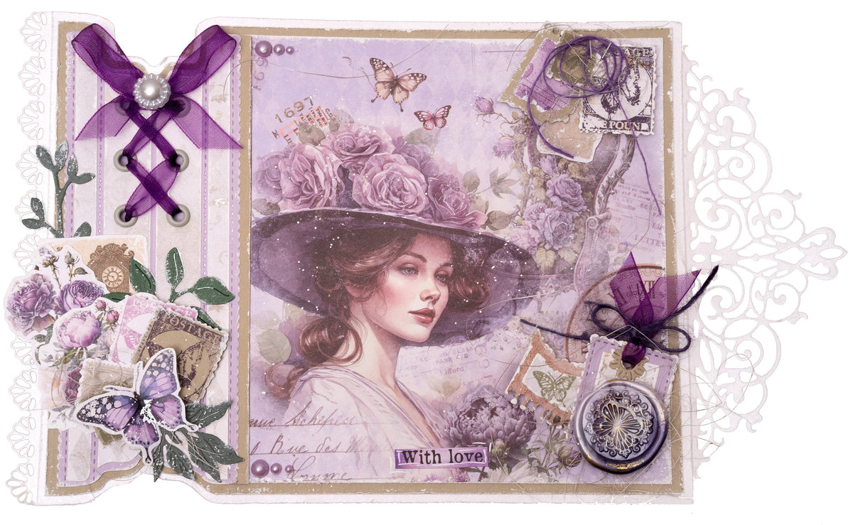 Hojas de pegatinas JMA negras, kraft, blancas - Sueños victorianos ingleses 9 SH-3