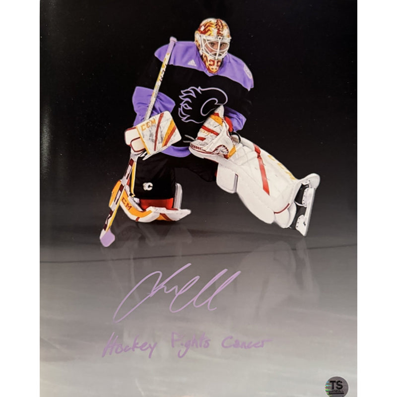Foto de 11x14 de Jacob Markstrom autografiada, de la campaña Hockey Fights Cancer de los Calgary Flames, con la inscripción "Hockey Fights Cancer"-1