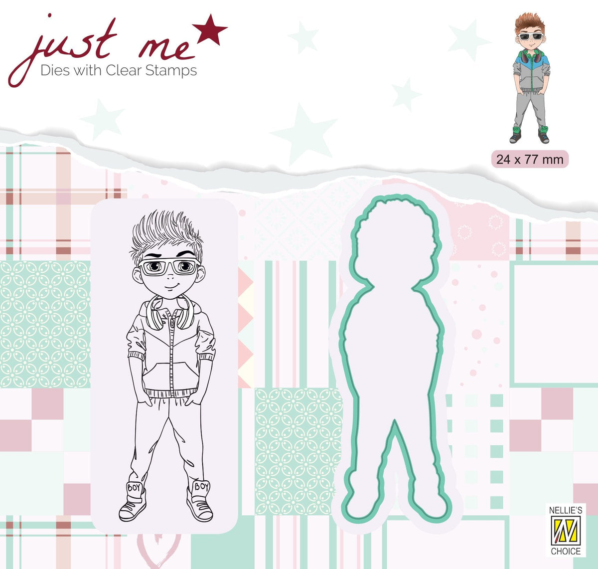 Just Me Stamp & Die Set Teenage Boy-1