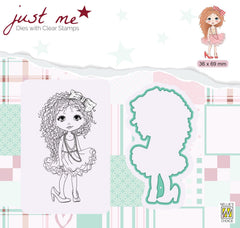 Just Me Stamp & Die Set Lady Girl-1