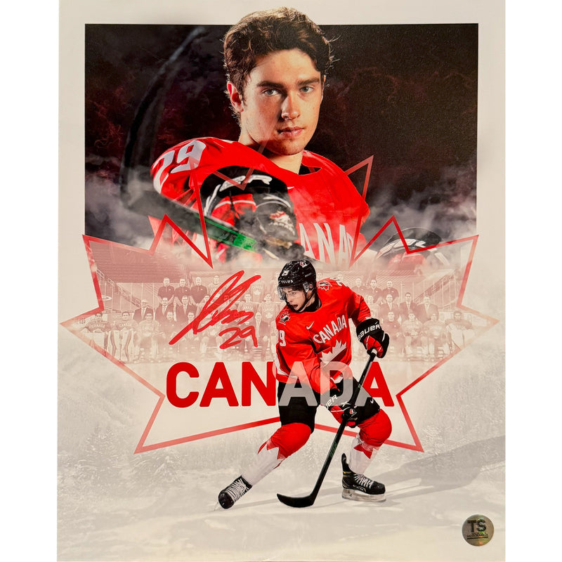 Jack Quinn Autographed Team Canada 2021 World Juniors Artwork 11x14 Photo-1