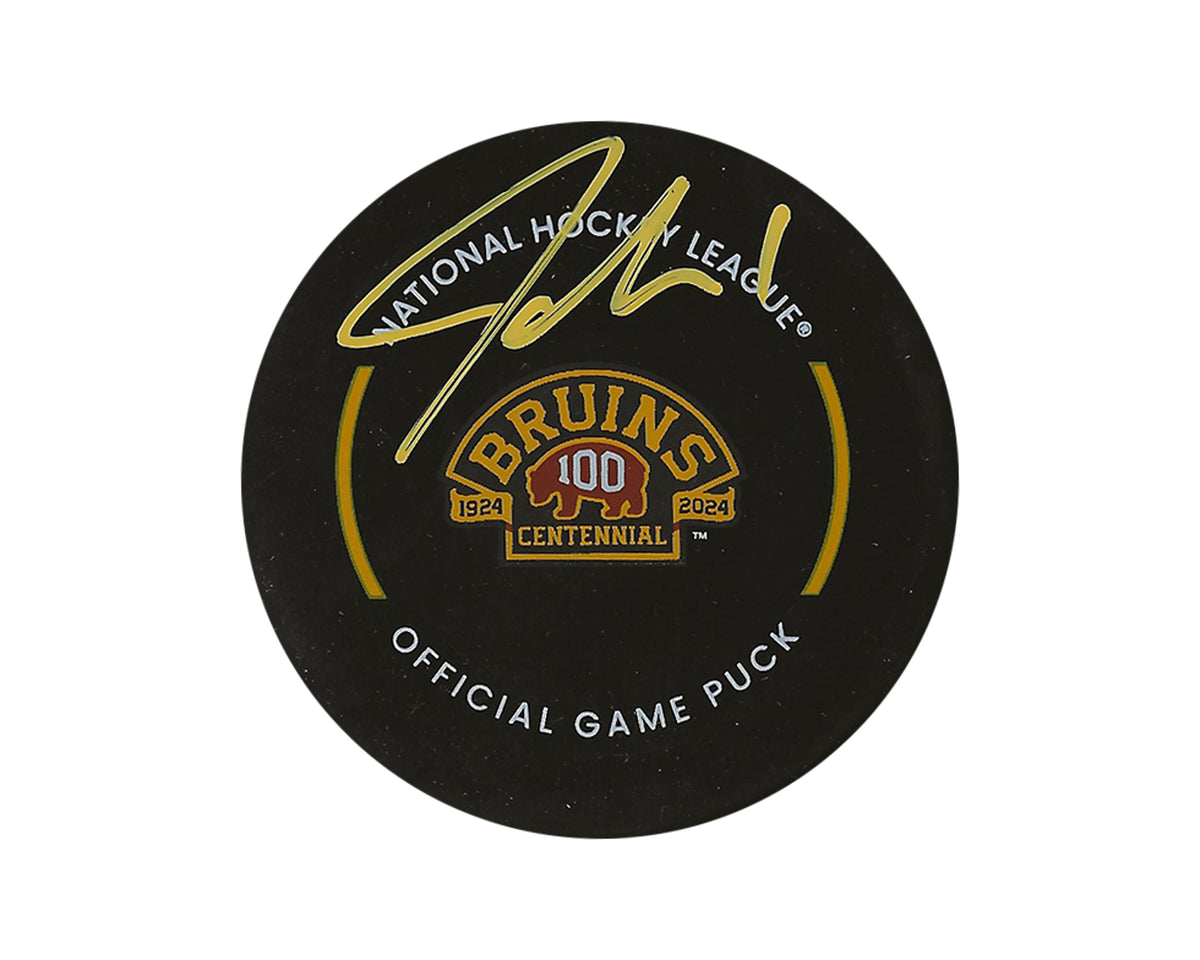 Jeremy Swayman Autographed Boston Bruins Official Game Puck-1
