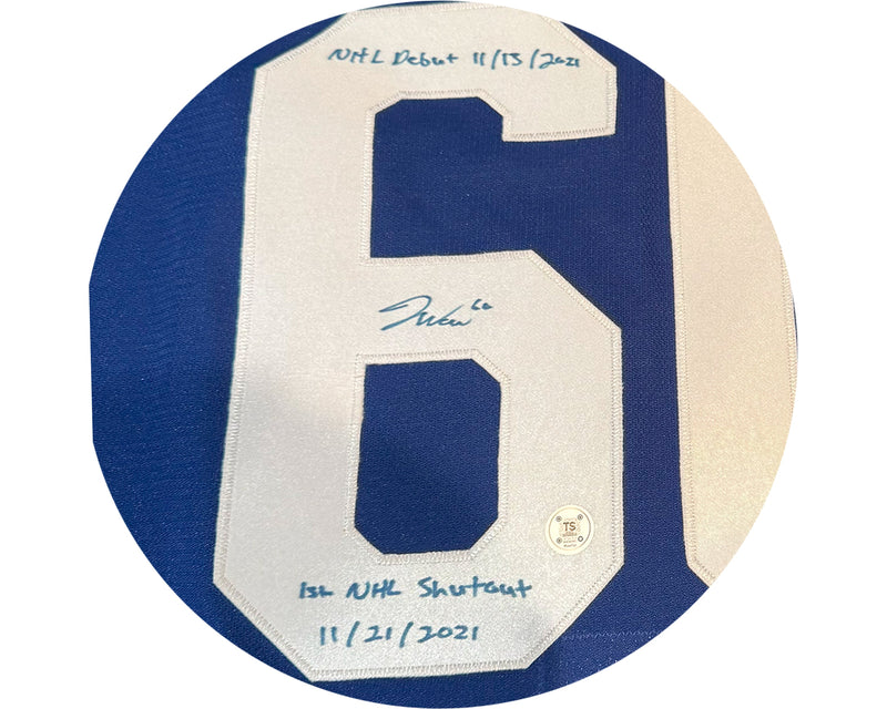 Joseph Woll Autographed Toronto Maple Leafs Home Blue Adidas MIC Jersey Multi-Inscribed-2