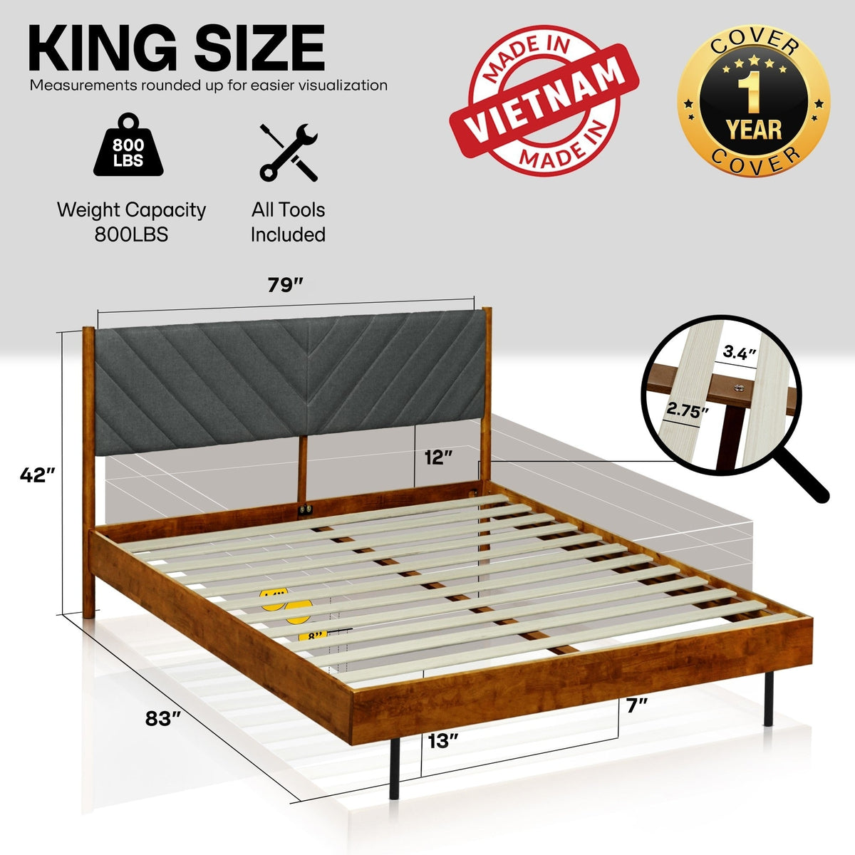 Astoria Solid Wood Bed Frame-9