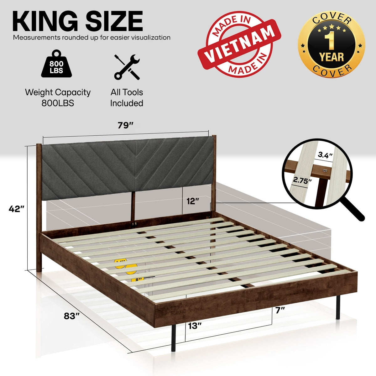 Astoria Solid Wood Bed Frame-19