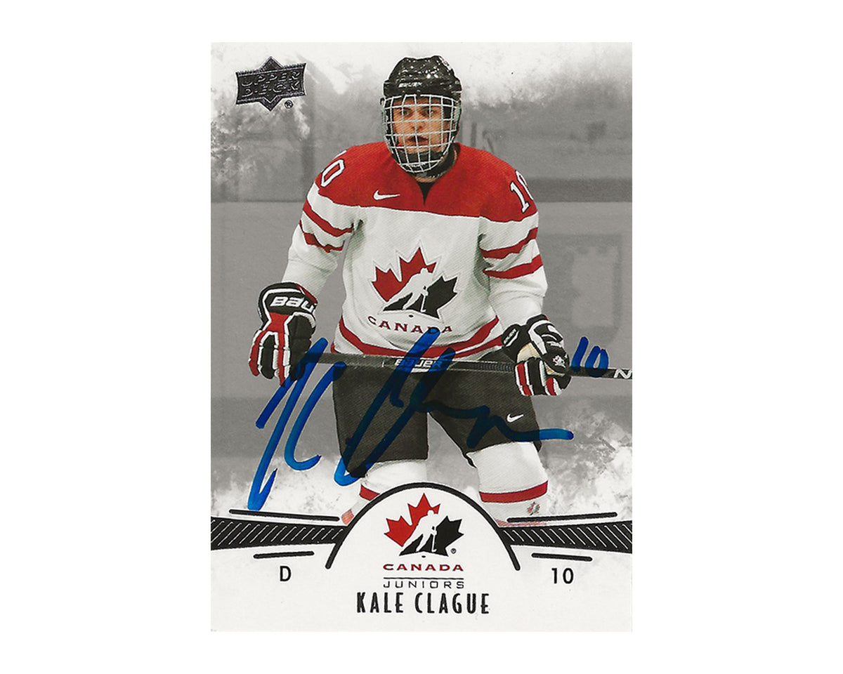 Kale Clague Autographed 2016-17 Upper Deck Team Canada #49 Hockey Card-1