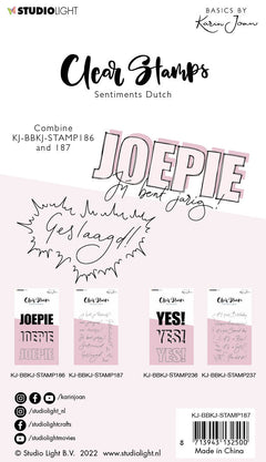 KJ Clear stamp Sentiments Joepie Essentials 105x148x3mm nr.187-4
