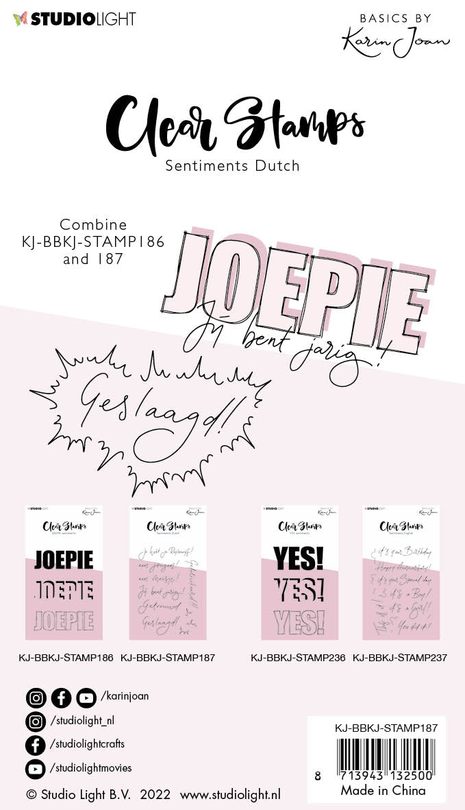 KJ Clear stamp Sentiments Joepie Essentials 105x148x3mm nr.187-4