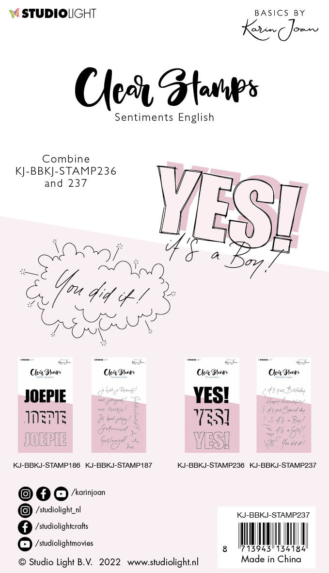 KJ Clear Stamp Sentiments Essentials 105x148x3mm 12 PC nr.237-3