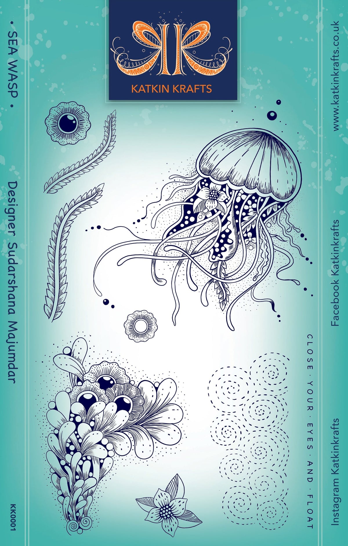 Katkin Krafts Sea Wasp 6 in x 8 in Clear Stamp Set-1