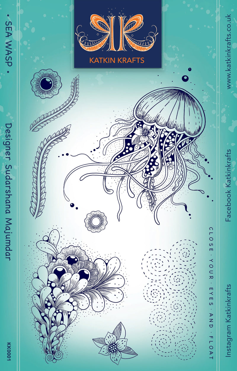 Katkin Krafts Sea Wasp 6 in x 8 in Clear Stamp Set-1