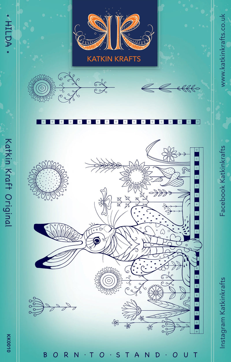 Katkin Krafts Hilda 6 in x 8 in Clear Stamp Set-1