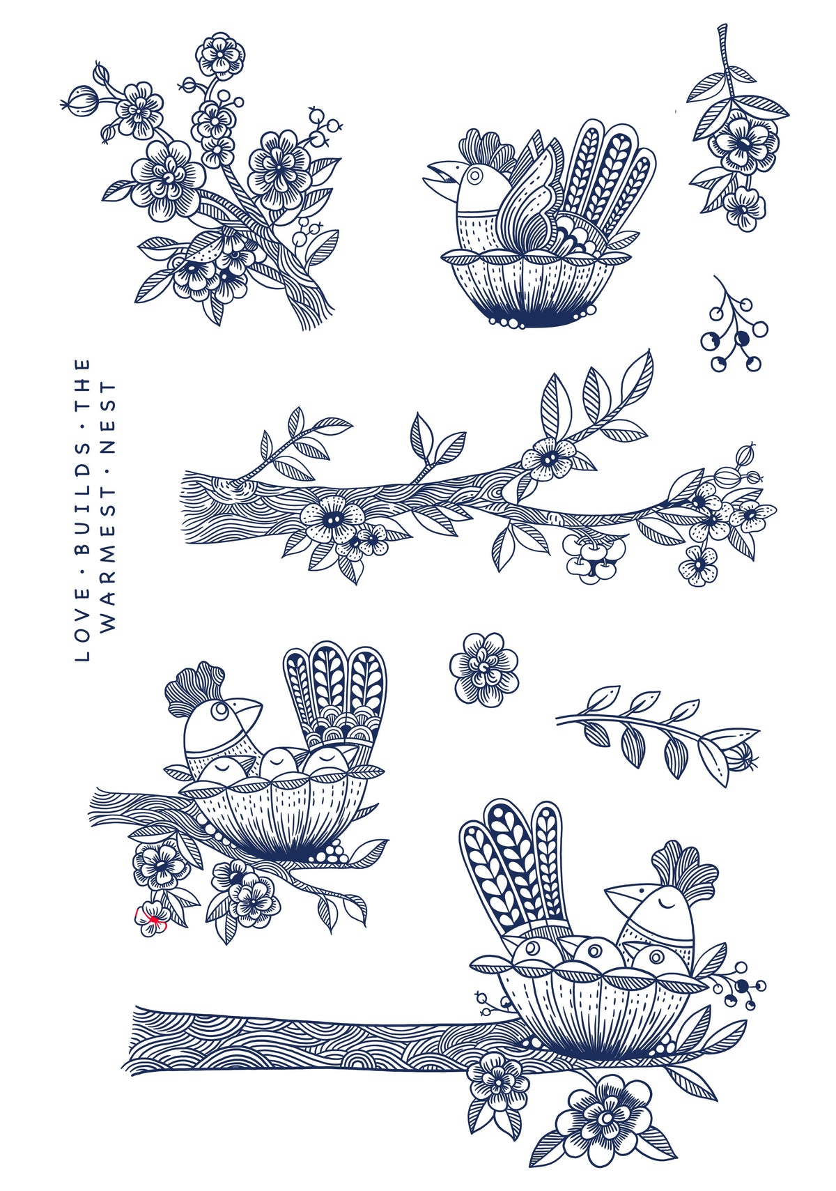 Katkin Krafts Love Nest 6 in x 8 in Clear Stamp Set-11