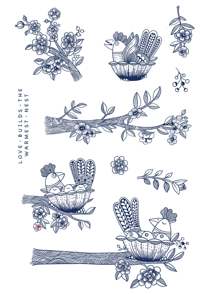 Katkin Krafts Love Nest 6 in x 8 in Clear Stamp Set-11