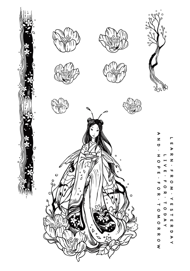 Katkin Krafts Cherry Blossom 6 in x 8 in Clear Stamp Set-7