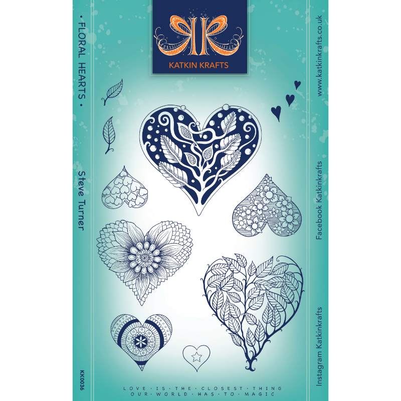 Katkin Krafts Cœurs Floraux 6 po x 8 po Ensemble de Tampons Transparents-1